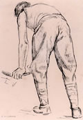 Studio di figura di spalle, anni ’30, penna su carta, Roma, collezione privata